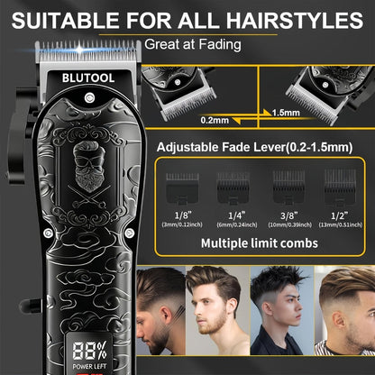 Men's Grooming Set USB Rechargeable Hair Clipper Electric Shaver Nose Ear Hair Trimmer with LCD Battery Display 2-Piece and 4-Piece Options Gift for Husband Boyfriend