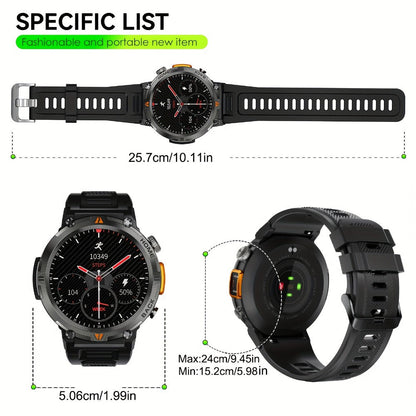 Smartwatch for Men 1.45 Inch Tactical Watch with LED Lighting and Bluetooth 5.2 Calling in Two Strap Styles