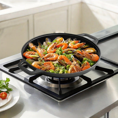 Pre-Seasoned Cast Iron Pan Set - Non-Stick Multifunctional Skillet for Pizza Home Kitchen Outdoor Cooking