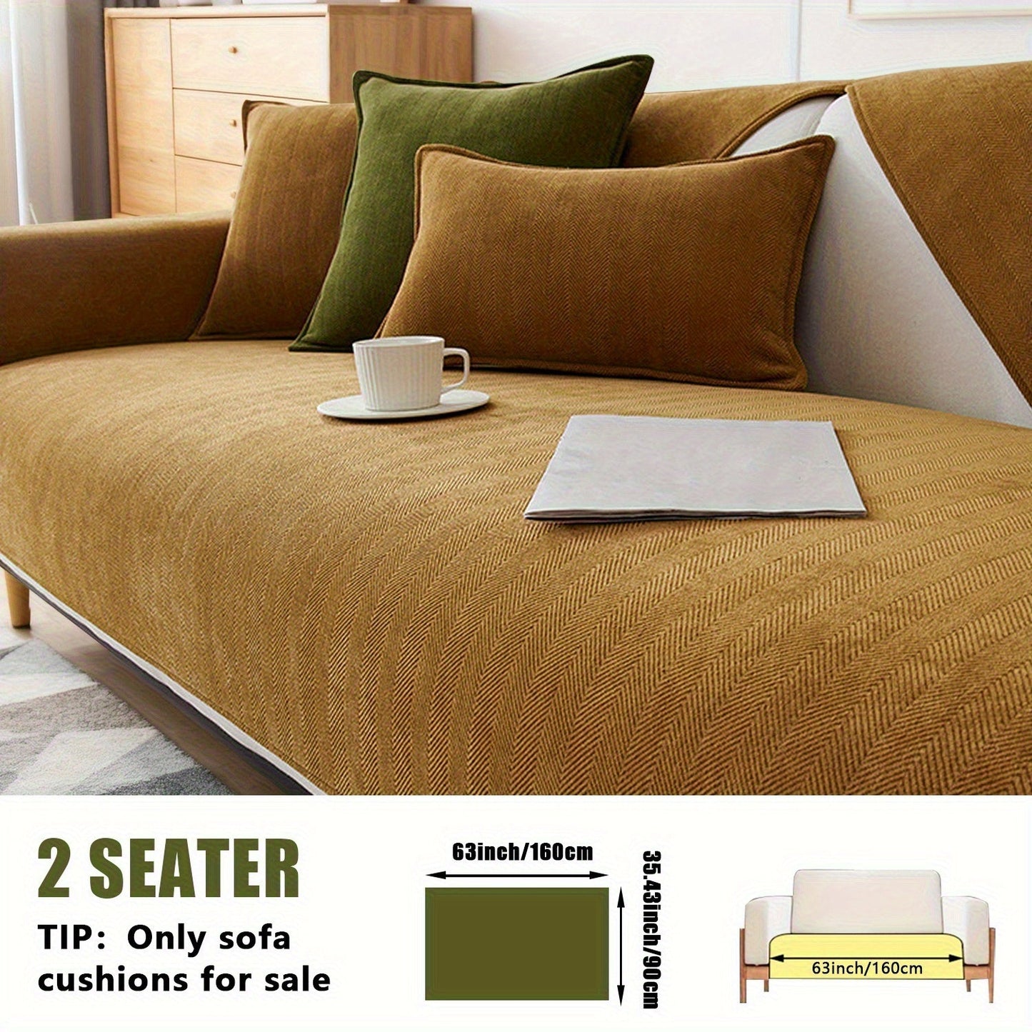 Sofa Cover Ribbed Chenille Stretch Panels with Non-Slip Design for 1 to 4 Seats, Armrests or Cushions