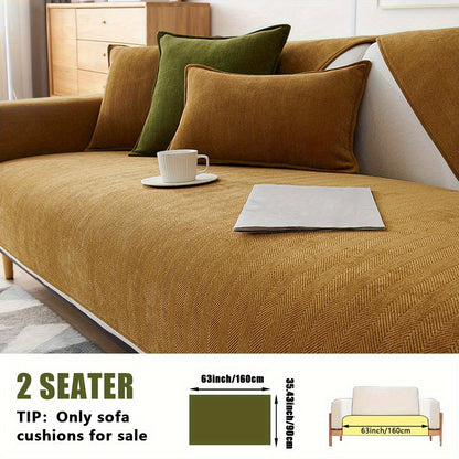 Sofa Cover Ribbed Chenille Stretch Panels with Non-Slip Design for 1 to 4 Seats, Armrests or Cushions