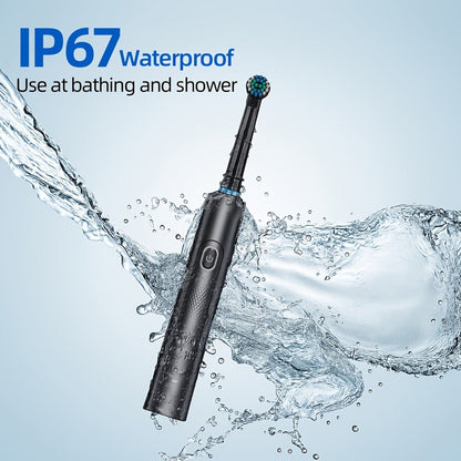 Electric Toothbrush with Round Brush Heads, IP67 Rating, Smart Timer and Six Color and Head-Count Bundles
