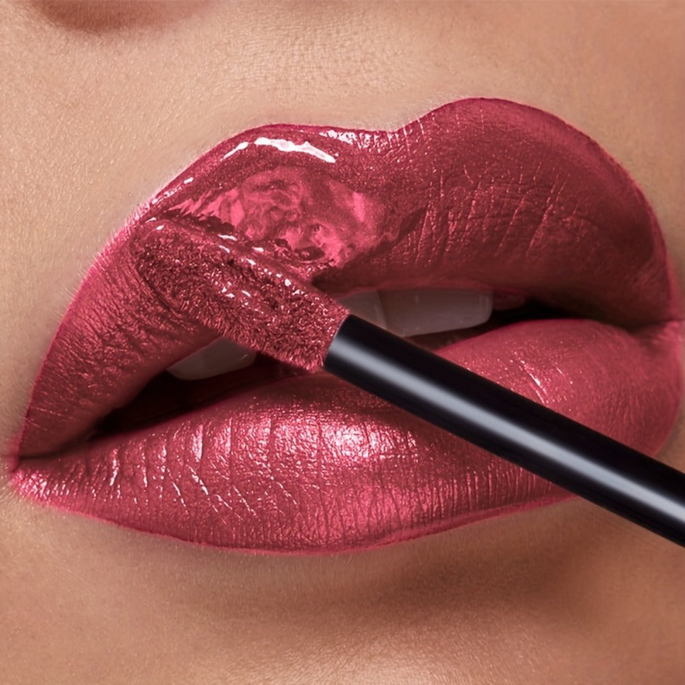 Metallic Shimmer Liquid Lip Color with 22 Numbered Shades, 7.2cm Clear Tube and Wand Applicator