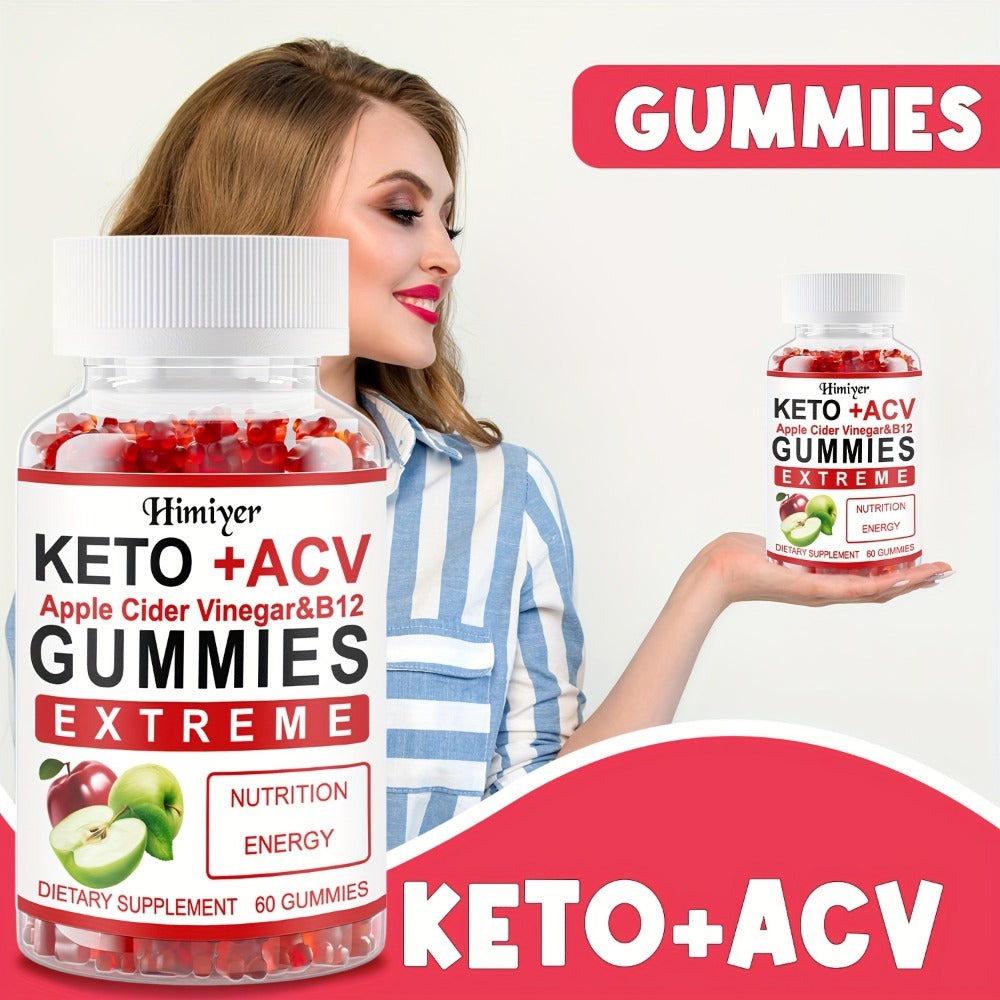 Apple Cider Vinegar Gummies with B12, Pomegranate & Beet Juice Powder — Keto ACV Supplement for Metabolism, Energy, Digestion & Detox Support | Vegetarian | 2-Month Supply 2 Bottles 120 Capsules