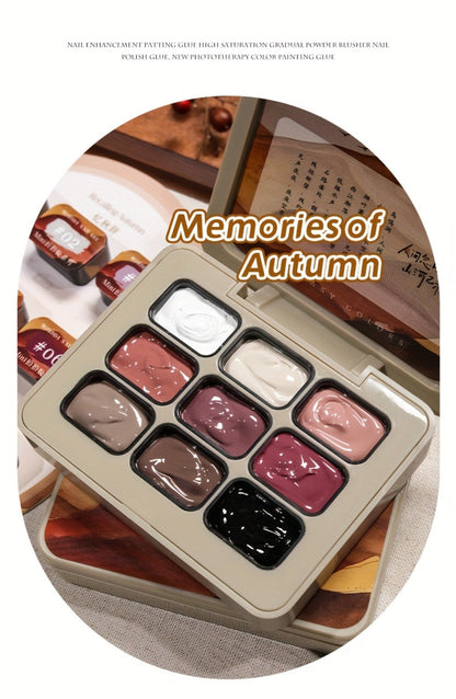 Gel Nail Polish Set with MORDDA Label, 9 Gradient Colors in the Yi Qiu Ci Nine-Grid Palette