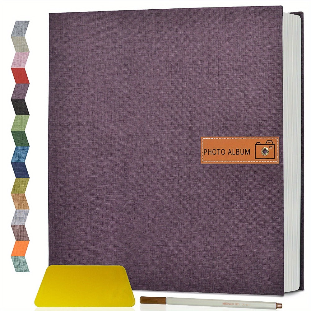 Self-Adhesive Linen Photo Album with 40- or 60-Page Options, Two Cover Sizes, Metal Pen and 12 Colors