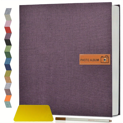 Self-Adhesive Linen Photo Album with 40- or 60-Page Options, Two Cover Sizes, Metal Pen and 12 Colors
