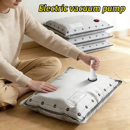 Gray Patterned Vacuum Storage Bag Set with 6-Pack No-Pump or 10- and 16-Pack Electric-Pump Options