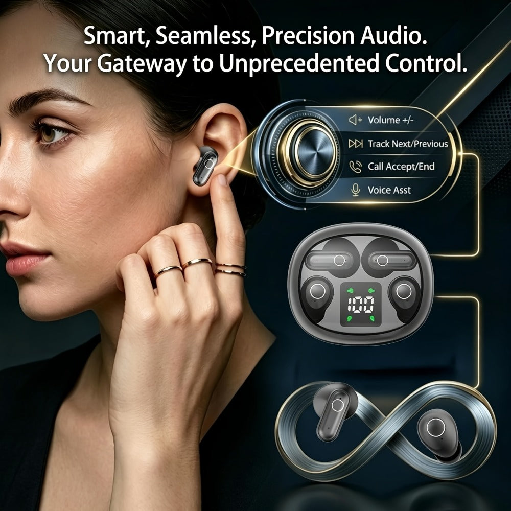 Four-Earbud Wireless Set with Two In-Ear Styles, Digital Charging Case and Three Color Options
