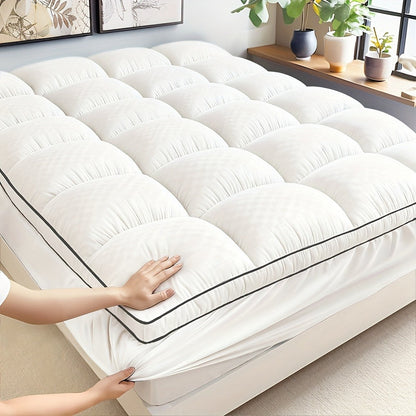 Deep-Pocket Quilted Mattress Topper in Blue, White, Grey or Black with Twin through King Sizes