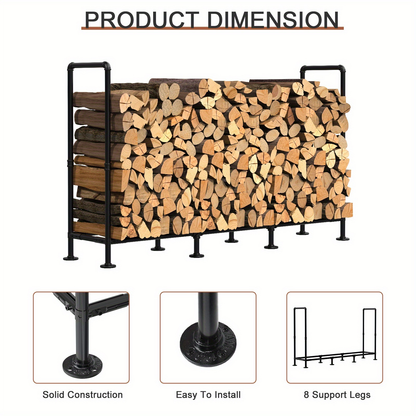 Firewood Rack | Heavy Duty Steel Indoor Outdoor Fireplace Patio Deck