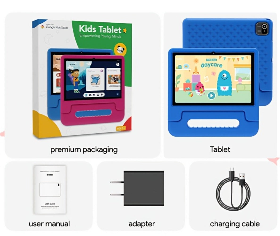 Kids Tablet 10.1 Inch with 6GB RAM, 64GB Built-In Storage, WiFi 6, 5000mAh Battery and Protective Case
