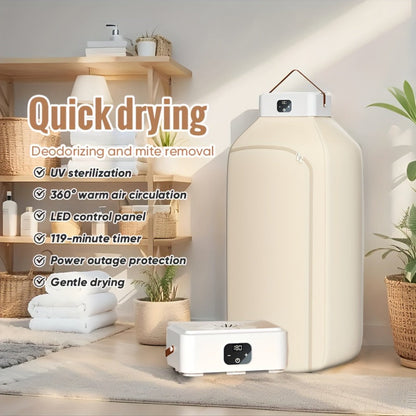 Portable Clothes Dryer with Fabric Drying Bag and Beige1, Beige2 or UV Deluxe Checkout Models