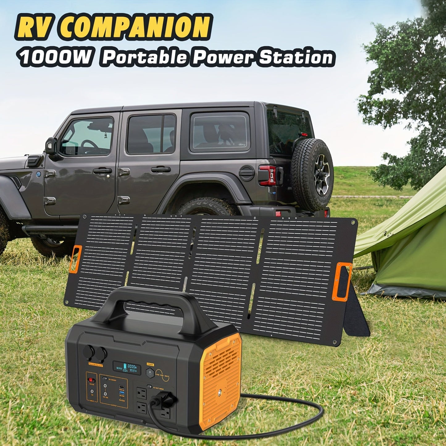 Portable Power Station 299Wh 300W or 1024Wh 1000W with AC, DC, USB Outputs and LED Lighting