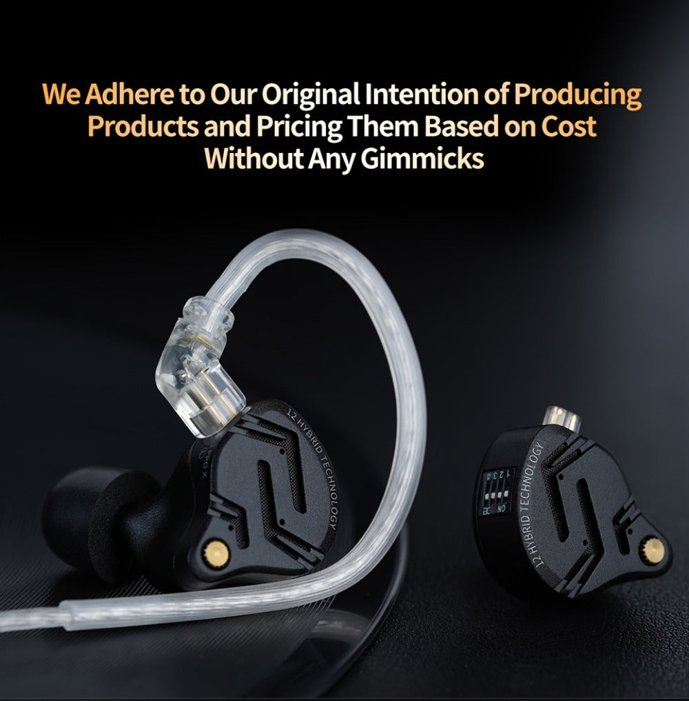 KZ ZS12 PRO X In-Ear Monitor Hybrid IEM Headphones Detachable Cable Noise Cancelling Dynamic Mic Sport Gaming DJ Audio Monitoring Music Production