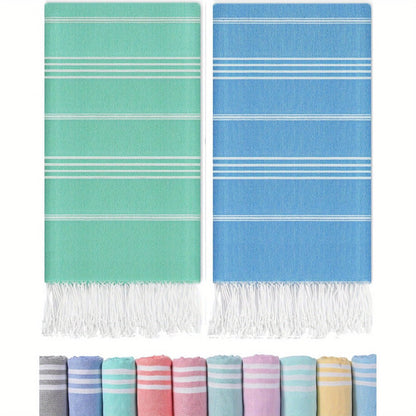 Turkish Beach Towels 2 Pack Sand Free Quick Dry Oversized Extra Large Lightweight Sandproof Compact Pool Swim Travel Camping Vacation Gift for Men Women Yellow Orange Blue Pink Purple Grey
