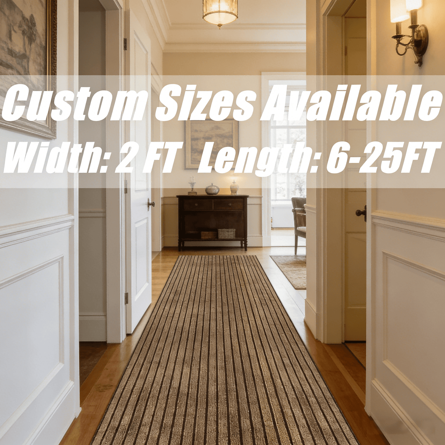 Two-Foot Hallway Runner with Eight Pattern-Color Families and 75 Listed Length Combinations