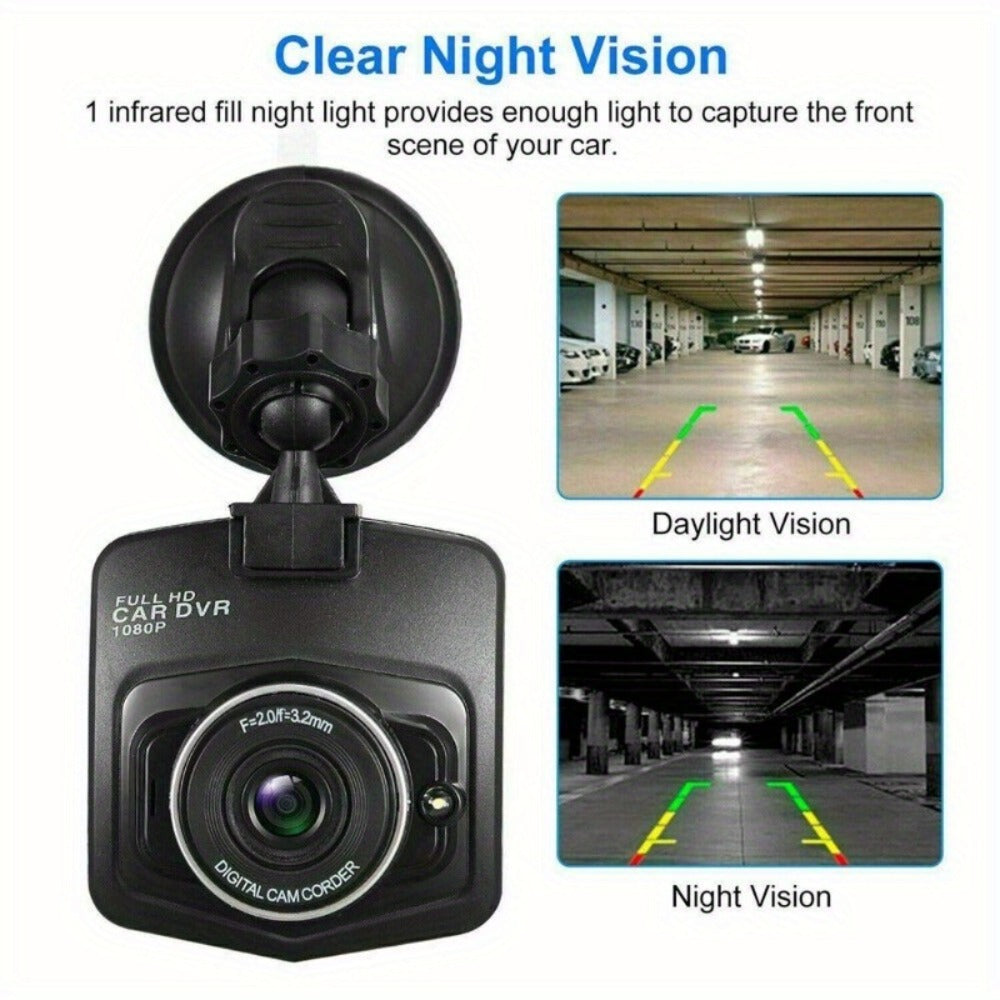 1080P Dash Cam for Cars - 2.2" LCD Display, Continuous Loop Recording, 24/7 Parking Surveillance, Motion Detection, No Battery Required, Universal Vehicle Dashboard Camera