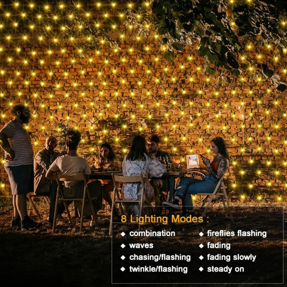 Solar Net Mesh Lights with Separate Panel, 100 to 360 LEDs and Three Colors for Outdoor Displays