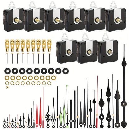 Quartz Clock Movement Kit with 9 Mechanisms and 12 Pairs of Hands for 13, 16 and 22 mm Shaft Options