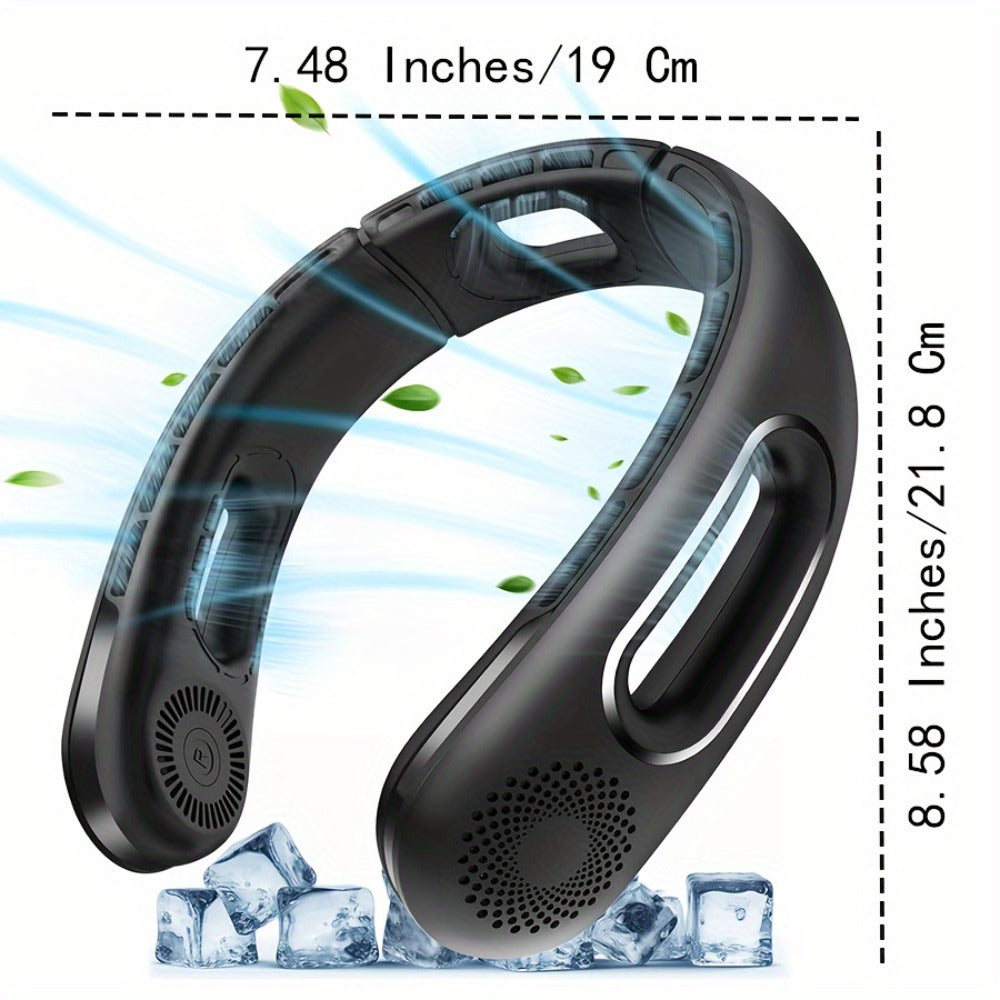Vent-Channel Neck Fan in Black or White Color Options with Four-Speed Control and USB Charging