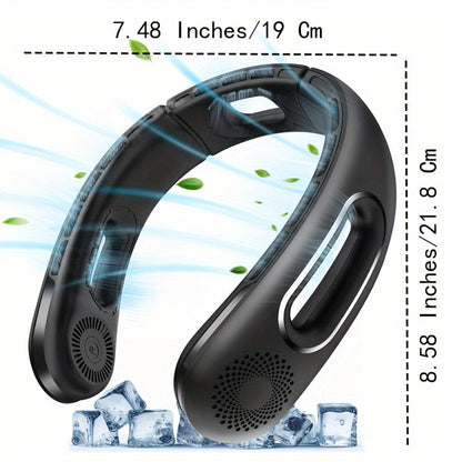 Vent-Channel Neck Fan in Black or White Color Options with Four-Speed Control and USB Charging