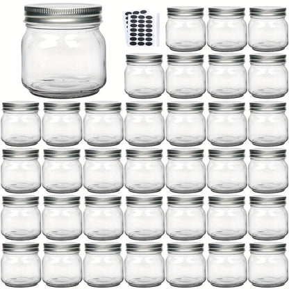 8 oz Glass Mason-Style Storage Jar Multipacks with 9, 18, 27 or 36 Jars and Four Lid Configurations