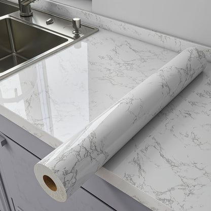 Marble Peel and Stick Wallpaper Roll - Oil-Proof Self-Adhesive Wall Contact Paper for Kitchen Backsplash Bathroom Countertop
