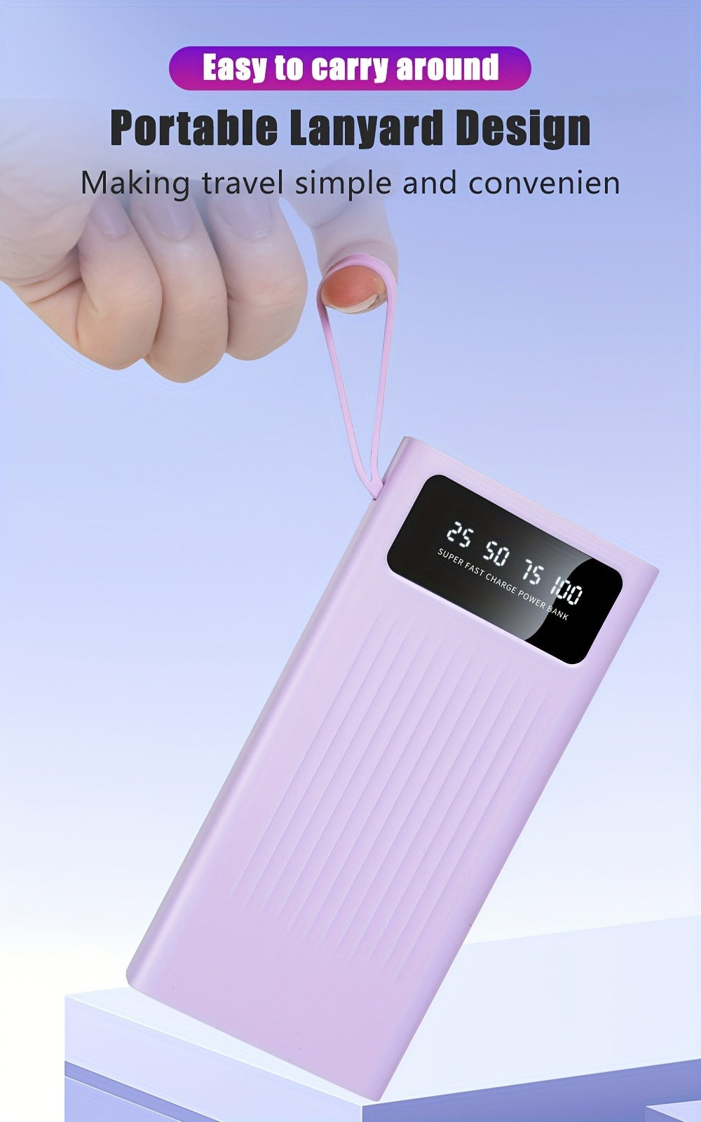 Power Bank 10000-30000mAh with 15W Charging, Four-in-One Cable and Four-Mode Camping Light