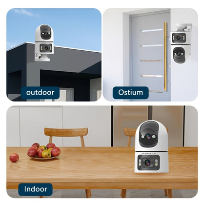 Dual Lens PTZ Outdoor Security Camera IP66 Weatherproof with Auto Tracking, Dual Screen, Night Vision, 2-Way Audio, Motion Detection & 2.4G WiFi – Wireless IP Cam for Home & Street Surveillance