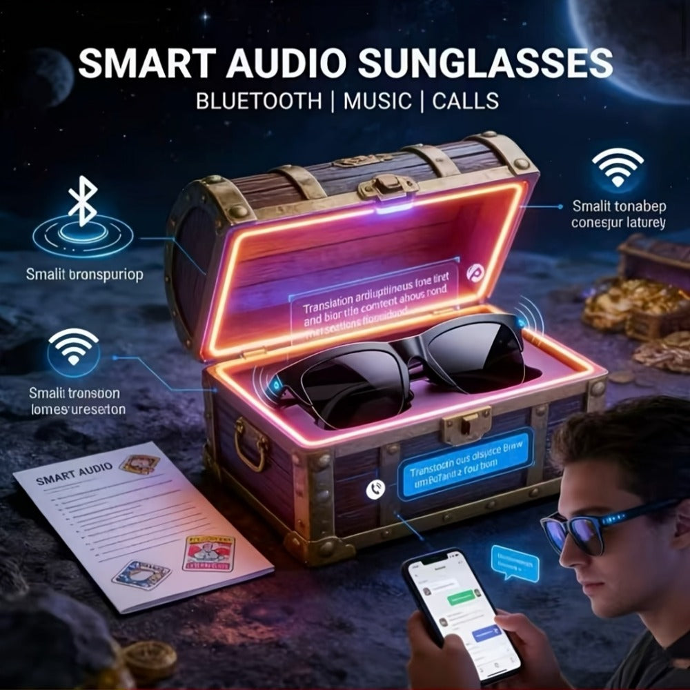 AI Translation Glasses with Real-Time Interpreter & Meeting Notes Summary – High-Speed WiFi, Smart Earphones, Stylish Glass Lens Wearable AI Device for Business Travel Multilingual Professionals