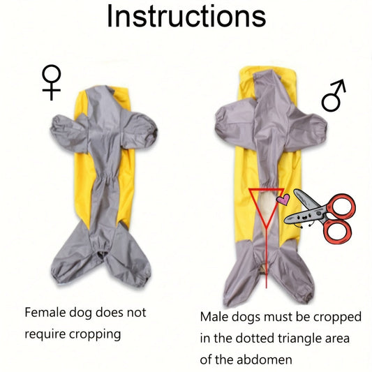Dog Raincoat Full Body Waterproof - Blue Polyester Rain Jacket with Hood & Footies for Small Medium Large Dogs, Easy Hook-and-Loop Closure, All-Breed Dog Rain Coat S to 7XL