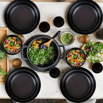 Wheat Straw Dinnerware Set Unbreakable 16 or 32-Piece Service for 4 or 8, Lightweight Dishwasher Microwave Safe Dish Set with Plates Bowls Cups, Modern Kitchen Tableware for Everyday Camping Outdoor Use