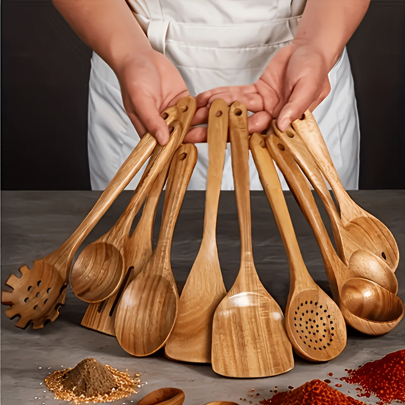 Wooden Kitchen Utensil Set with Five-, Six- or Ten-Piece Configurations and Optional Storage Box