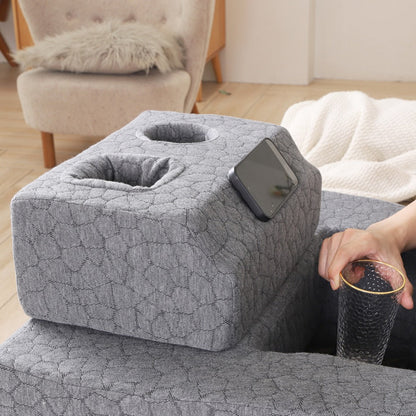 Adjustable Reading Gaming Wedge Pillow with Armrests – Multipurpose Foam Support Pillow for Bed, Sofa & Floor, Steam Deck & Switch Compatible, Gray