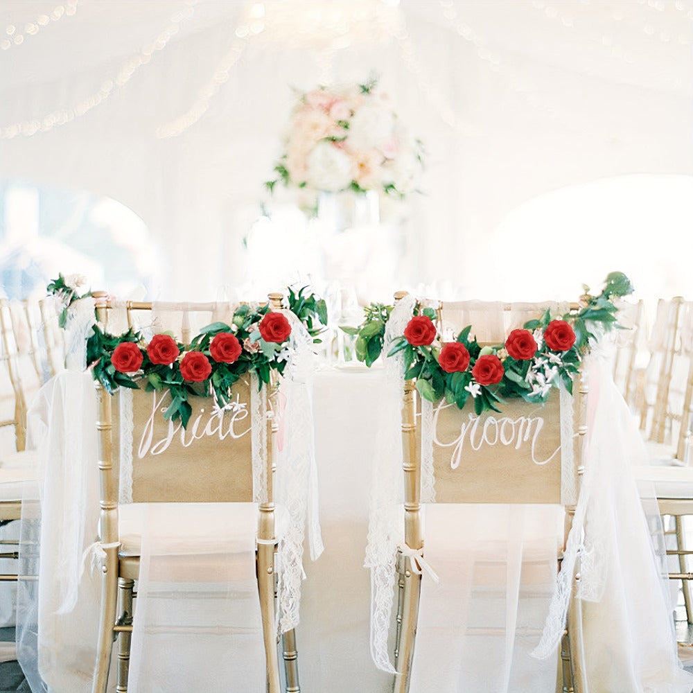 Artificial Silk-Labeled Rose Heads with 6-Inch Detachable Stems, 50-Piece Set in Black, Red or Wine Red
