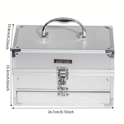 Silvery Makeup Kit Gift Box with Mirror Lipstick Eyeshadow & Blush – Multi-Functional Portable Complete Beauty Cosmetic Set for Teens Beginners Women Multiple Shades