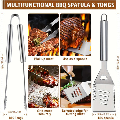 Thirty-Five-Piece BBQ Grill Tool Kit with Thermometer, Two Grill Mats, Heat Glove and Carry Case