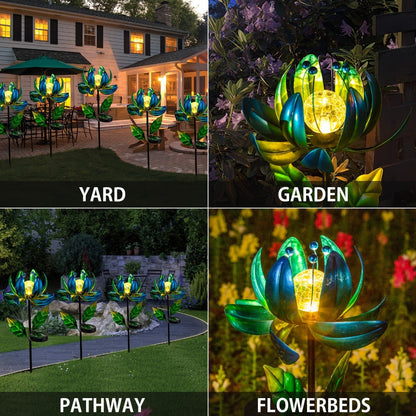 Solar Garden Light Rotating Windmill Flower with Color-Changing LED and Purple or Blue Options