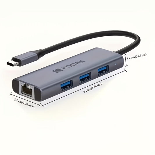 KODAK USB C Multiport Adapter 4-in-1 & 5-in-1 Hub – USB 3.0 Ports, 1000Mbps Gigabit Ethernet, Portable Aluminum Docking Station for MacBook, Laptop, Work, Home & Travel (T341/T343)