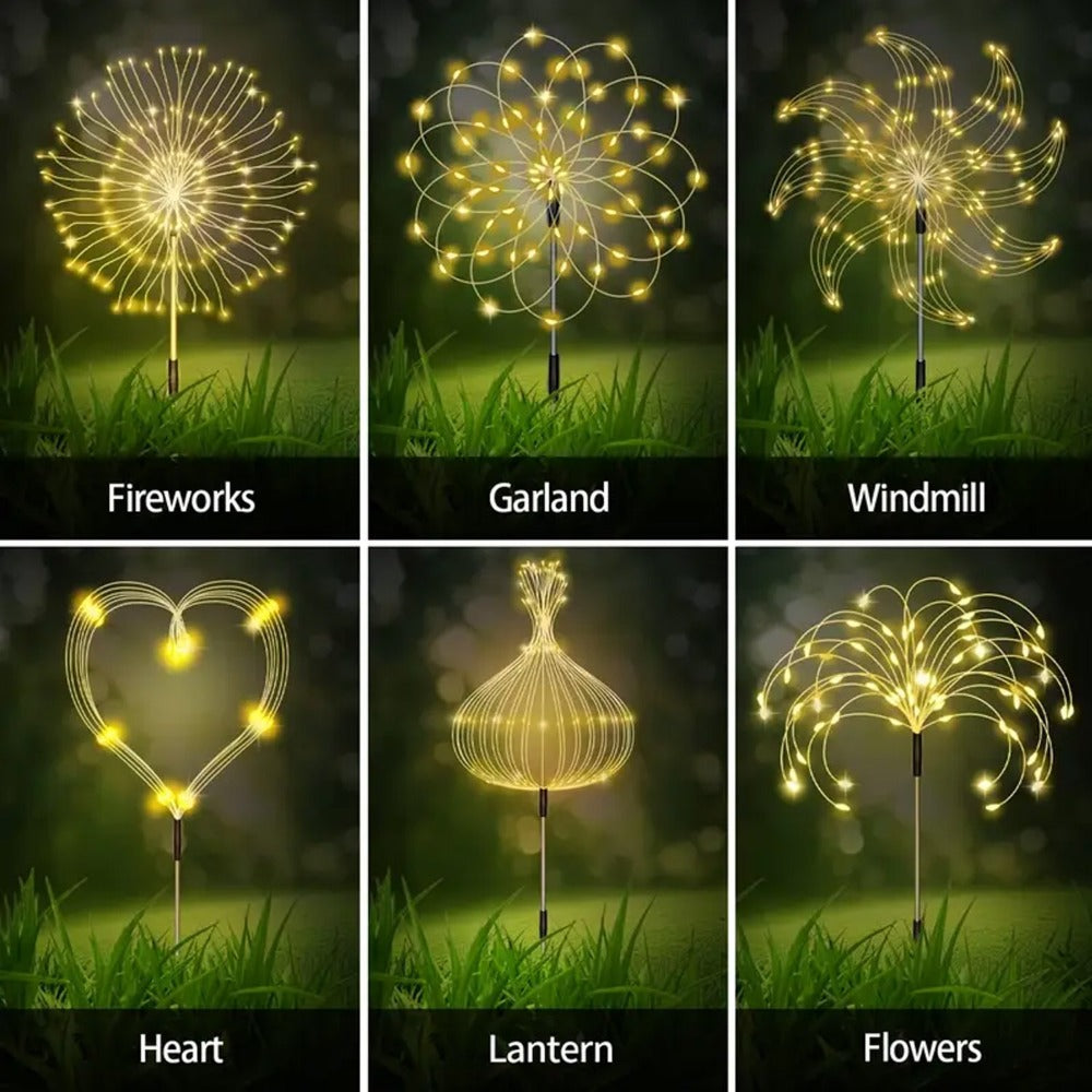 Solar Firework Garden Lights Outdoor 12 Pack 750 LED - 8 Modes Waterproof Starburst Stake Lights for Yard, Pathway, Balcony, Christmas & Holiday Decor, Multicolor or White (4-Pack / 12-Pack)
