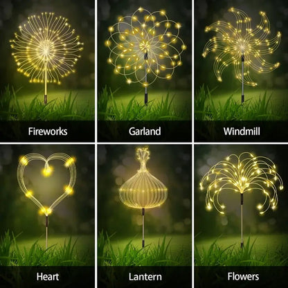Solar Firework Garden Lights Outdoor 12 Pack 750 LED - 8 Modes Waterproof Starburst Stake Lights for Yard, Pathway, Balcony, Christmas & Holiday Decor, Multicolor or White (4-Pack / 12-Pack)