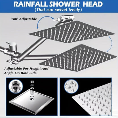 Rainfall and Handheld Shower Combo Sets with 8, 10 or 12-Inch Head Options in Chrome or Black
