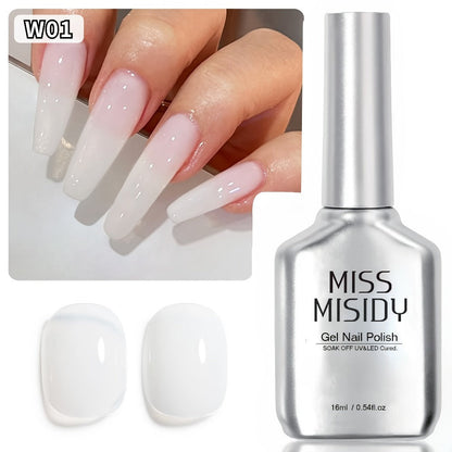 Gel Nail Polish in 15ml Milky White W01 Sheer Jelly for a Glass-Like Finish with UV/LED Cure