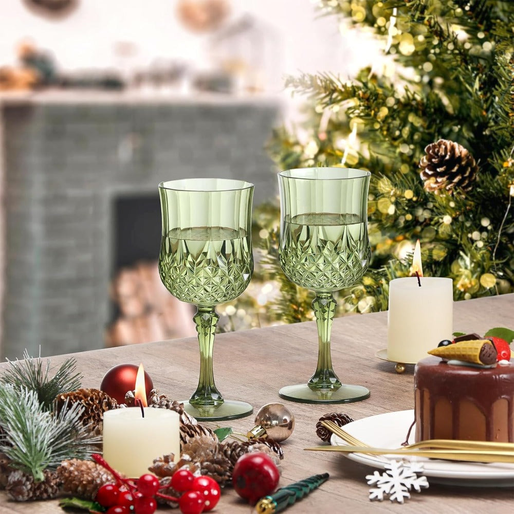 Forty-Eight-Piece 7 oz Plastic Wine Goblet Set in Clear, Orange, Pink, Green, Gold or Blue