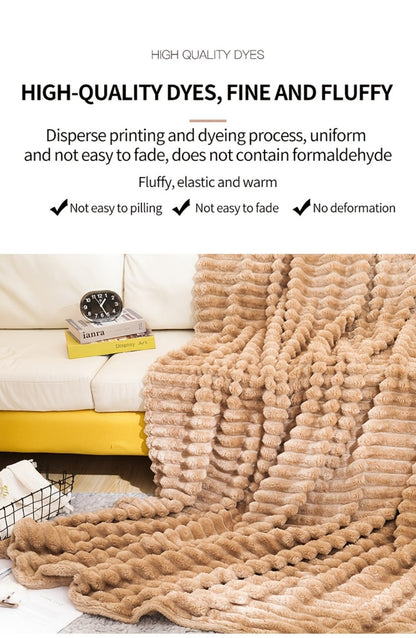 500gsm Heavy Plush Blanket – Ultra Thick Soft Warm Fluffy Blanket for Bed, Sofa & Travel, Baby to Double Size, 5 Colors