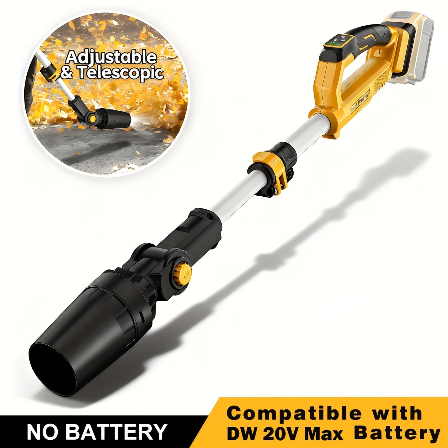 Cordless Leaf Blower Bare Tool for DeWalt 20V Max Battery Platform with Telescoping Tube and Adjustable Outlet