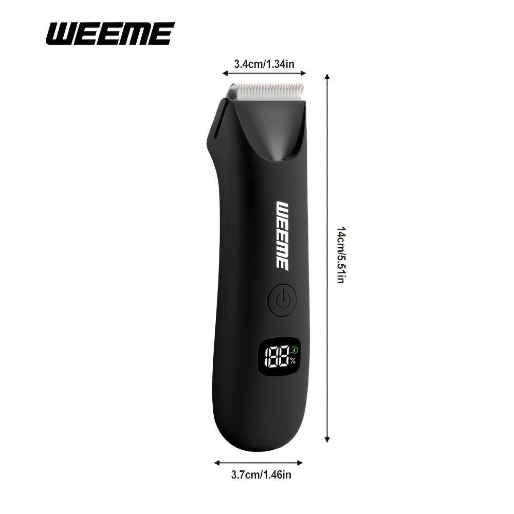 WEEEME Body Hair Trimmer with Digital Display, Four Guide Guards and Yellow, Blue or Black Housing