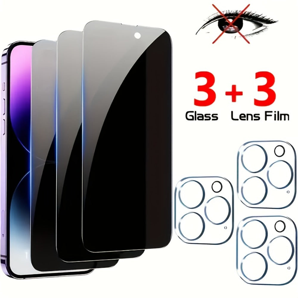 Screen Protector, 6-Piece iPhone X Privacy Glass Set with Three Screen Films and Three Camera Lens Covers