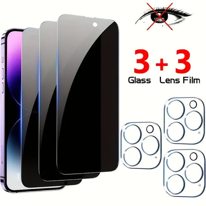 Screen Protector, 6-Piece iPhone X Privacy Glass Set with Three Screen Films and Three Camera Lens Covers